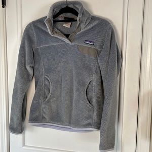 Patagonia Retool Cozy Popover Snap Sweatshirt Pale Blue w Pockets S